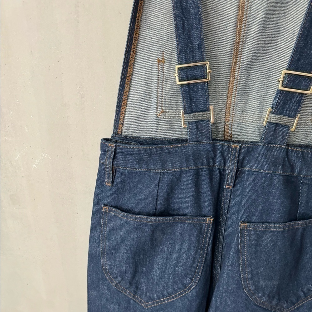FRAME Le Italian Wide Leg Denim Overalls - Picture 5 of 13